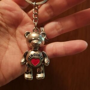 Virginia Bear Keychain with Red Heart